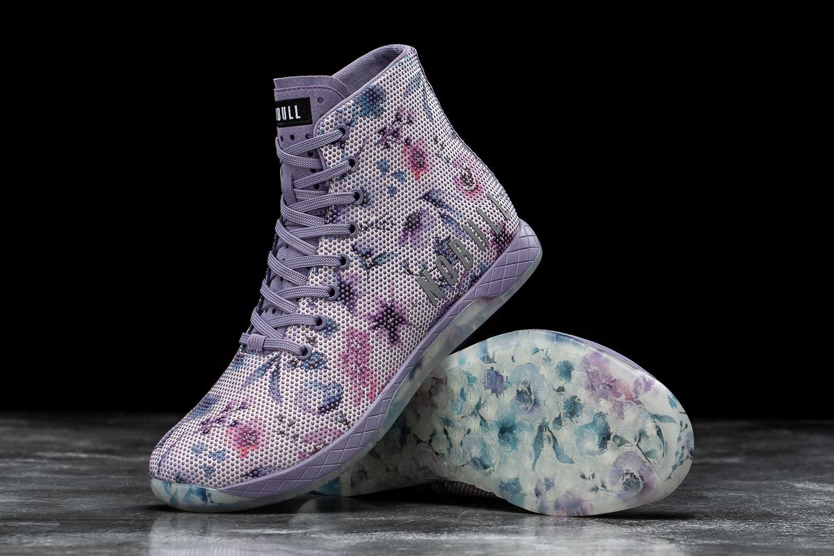 Nobull Superfabric High-Top Men's Trainers Purple Floral | Australia (DC9762)